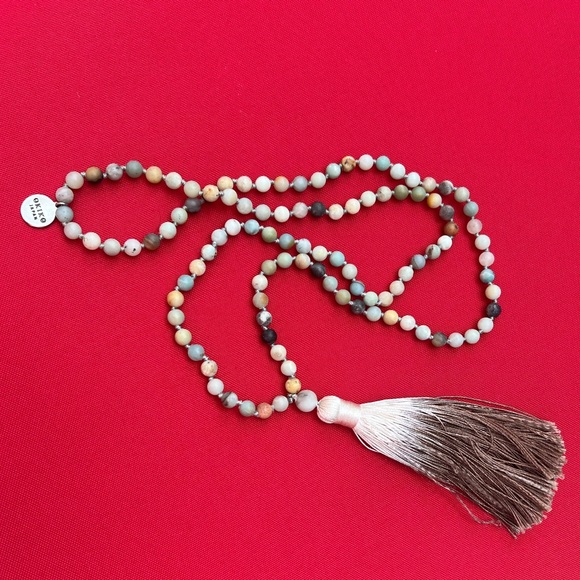 OKIKO Japan Gemstone 108 Mala Beads Necklace tassel hand knotted - Picture 6 of 8
